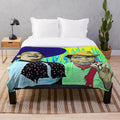 Plush blanket featuring vintage black and white movie stars Pedro Infante and Cantinflas