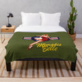 Vintage military-inspired plush blanket with retro air force insignia and pinup girl design