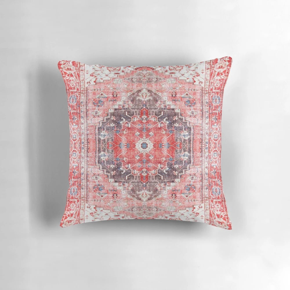 Vintage Moroccan Bohemian style throw pillow with traditional oriental fabric design