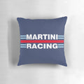 Vintage Motorsport Racing Pillow featuring the iconic Martini racing livery design