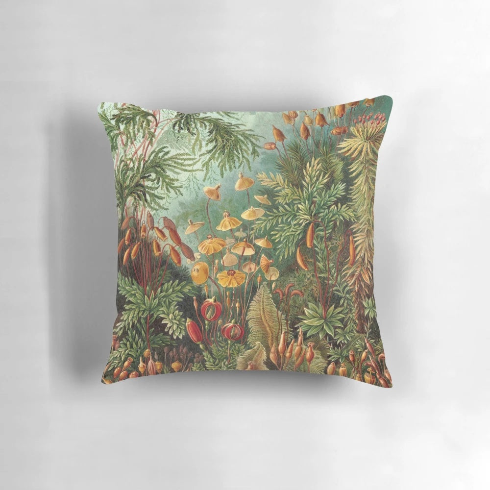 Vintage nature plants decorative illustration painting artwork on a pillow