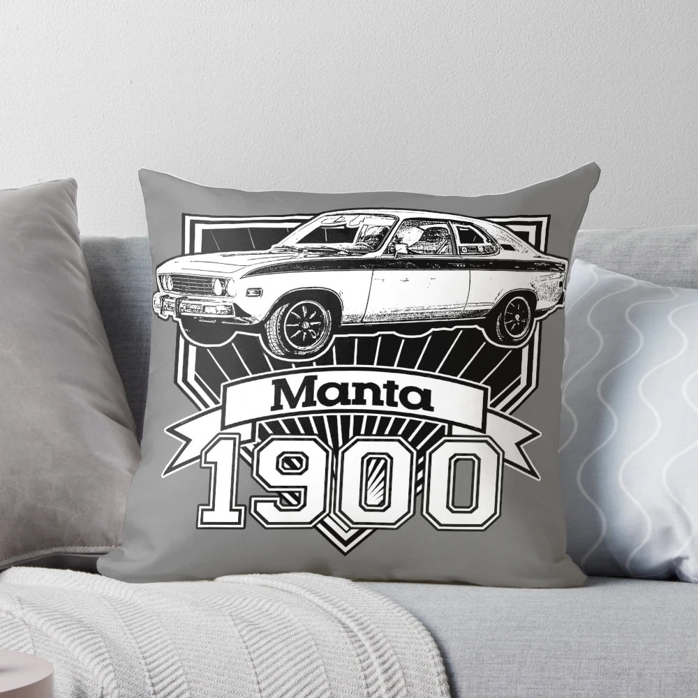 Opel Manta 1900 sports car pillow, featuring the iconic design of the vintage European sports car
