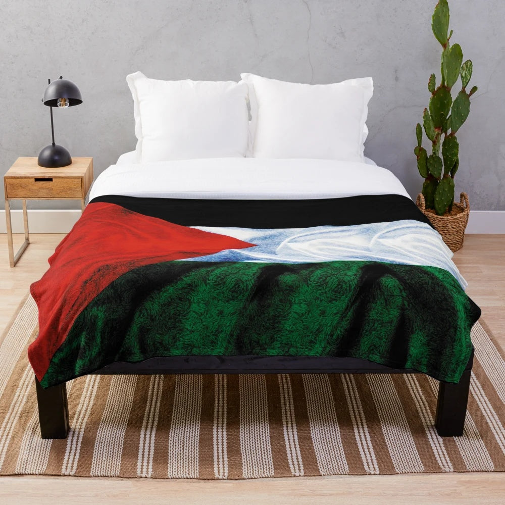 Vintage Palestinian flag printed on a soft, cozy plush blanket