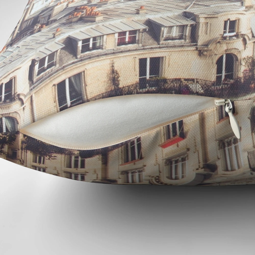 Vintage Paris Rooftops Morning Cityscape Wall Art Pillow
