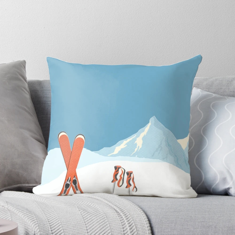 Vintage Park City Utah Ski Poster Throw Pillow featuring a retro ski design