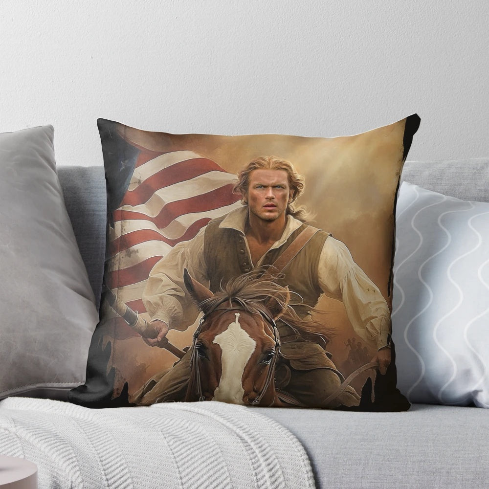 Vintage-style pillow featuring a patriotic design with the US flag and the word "freedom