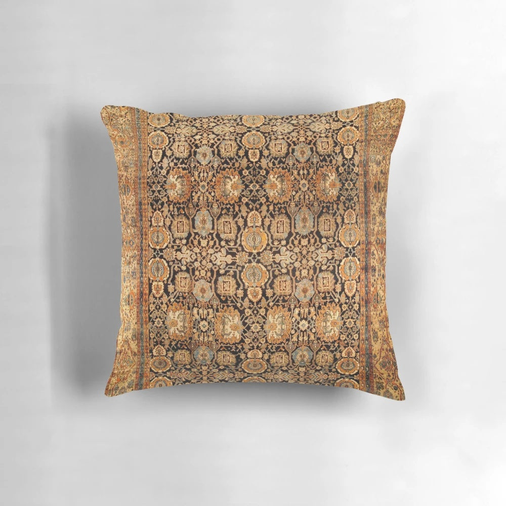 Vintage Persian Malayer inspired floral pattern throw pillow cover