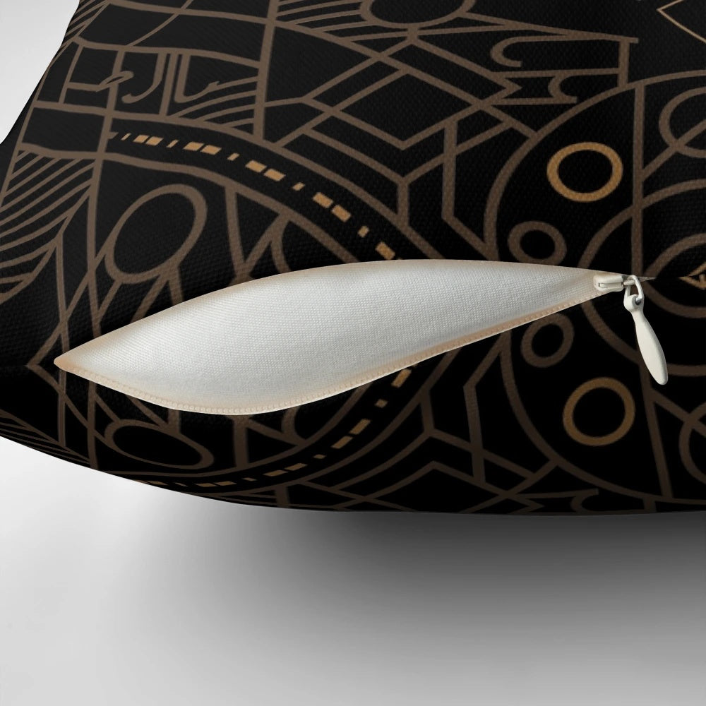 Vintage Polyhedral Dice Sword Minimalist Geometry Pillow for Dungeons & Dragons Fans