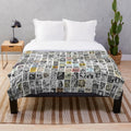 Vintage punk rock inspired plush blanket featuring authentic-looking 1980s punk flyers