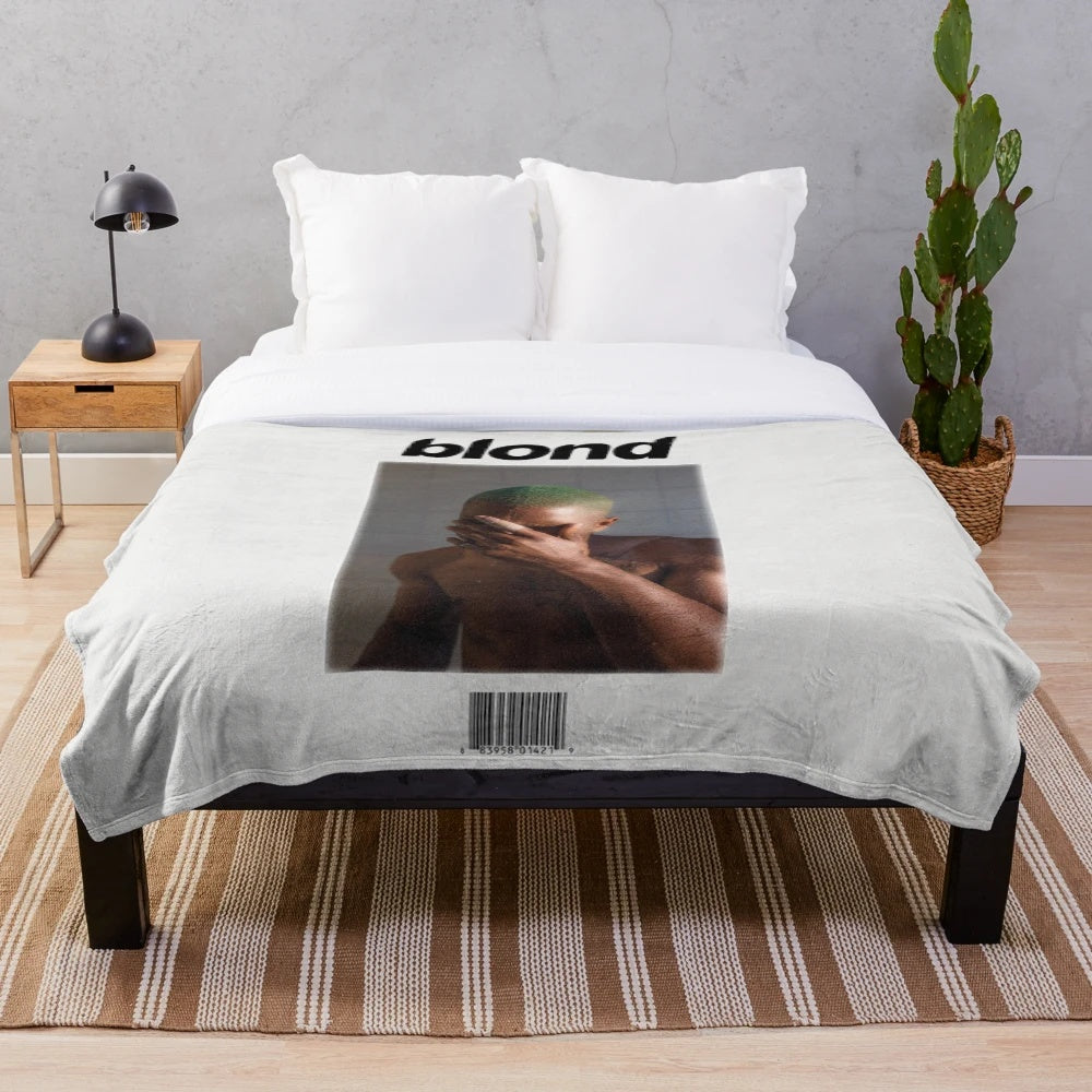 Vintage retro plush blanket featuring graphic design inspired by Frank Ocean album art