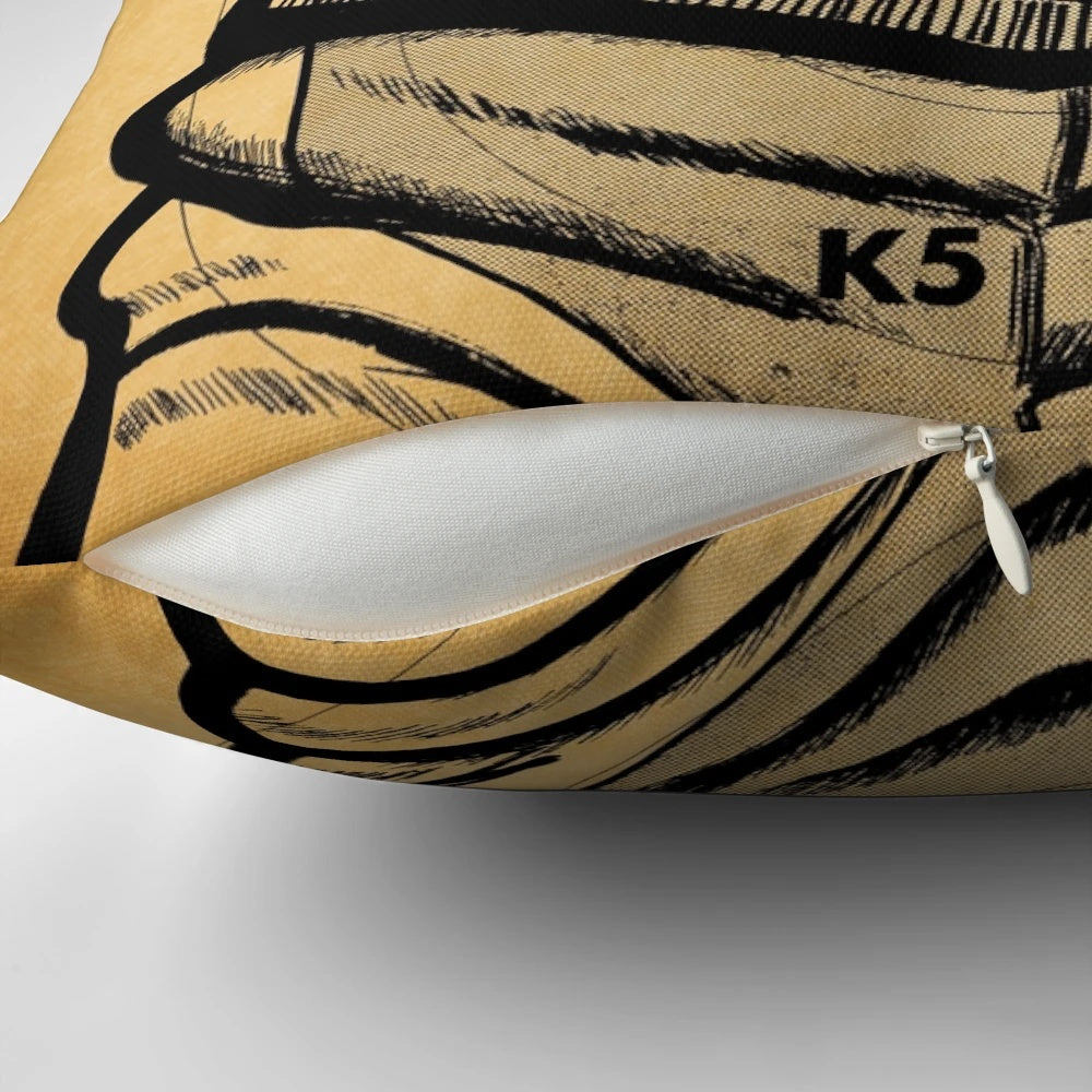 Vintage-style pillow with a retro shooting target design, perfect for crime and villain enthusiasts.