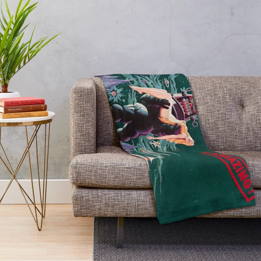 Vintage Sci-Fi Movie Poster Inspired Plush Blanket