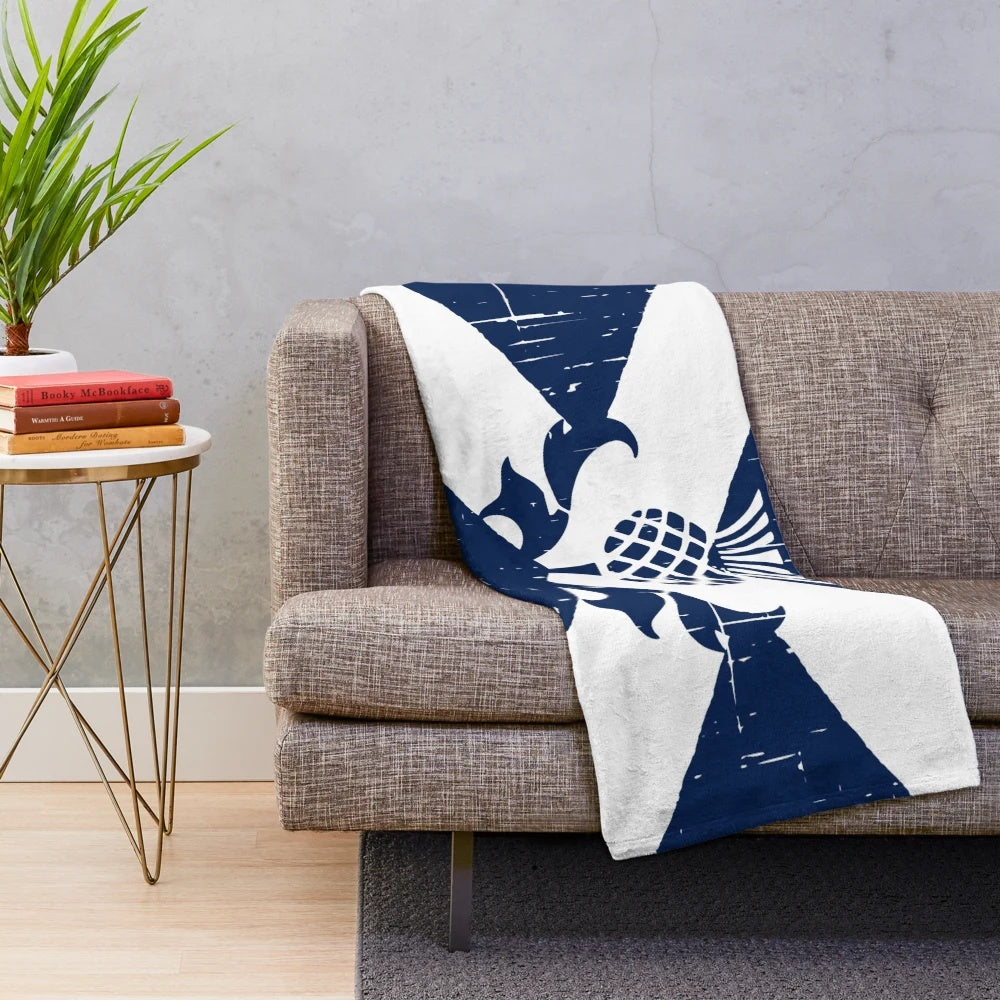 Distressed Scottish flag and thistle print plush blanket