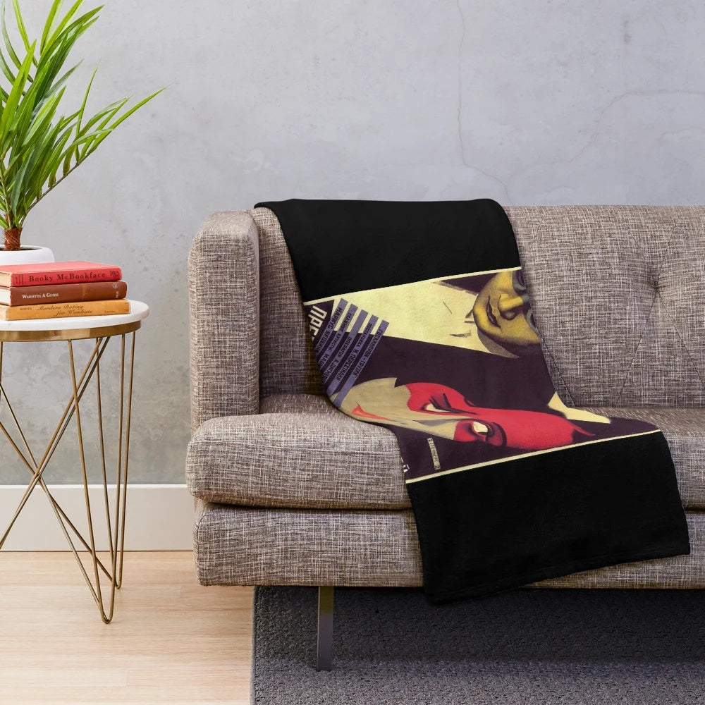 Vintage Soviet cinema posters printed on a soft, plush throw blanket