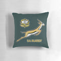 Vintage Springbok logo printed on a soft, high-quality pillow for rugby and South African decor enthusiasts.