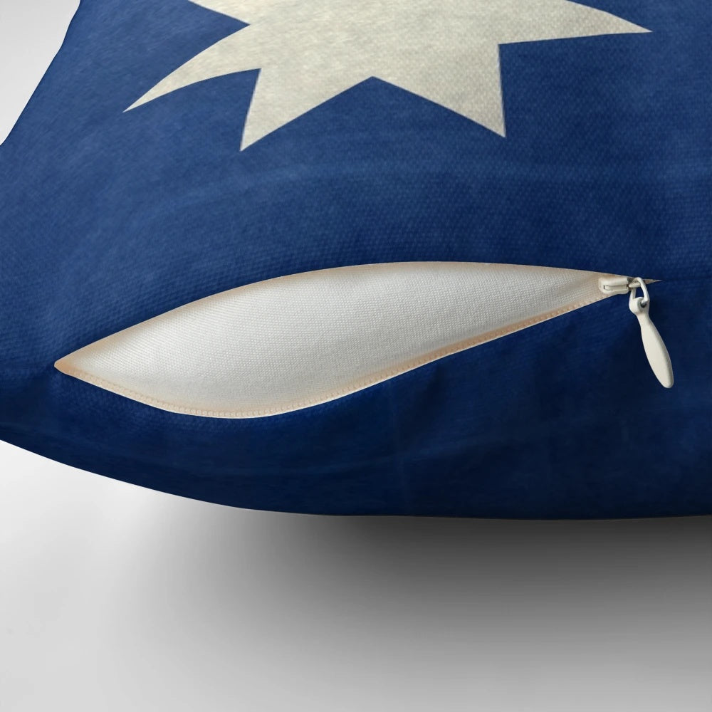 Vintage-style pillow featuring the Australian national flag with a distressed, retro texture