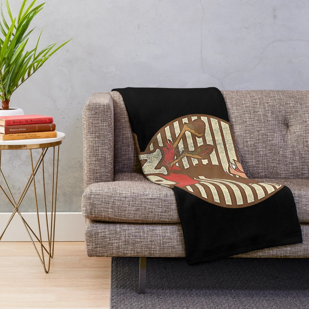 Vintage-style distressed llama plush blanket