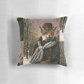 Vintage-style fox in a winter snow scene on a decorative accent pillow