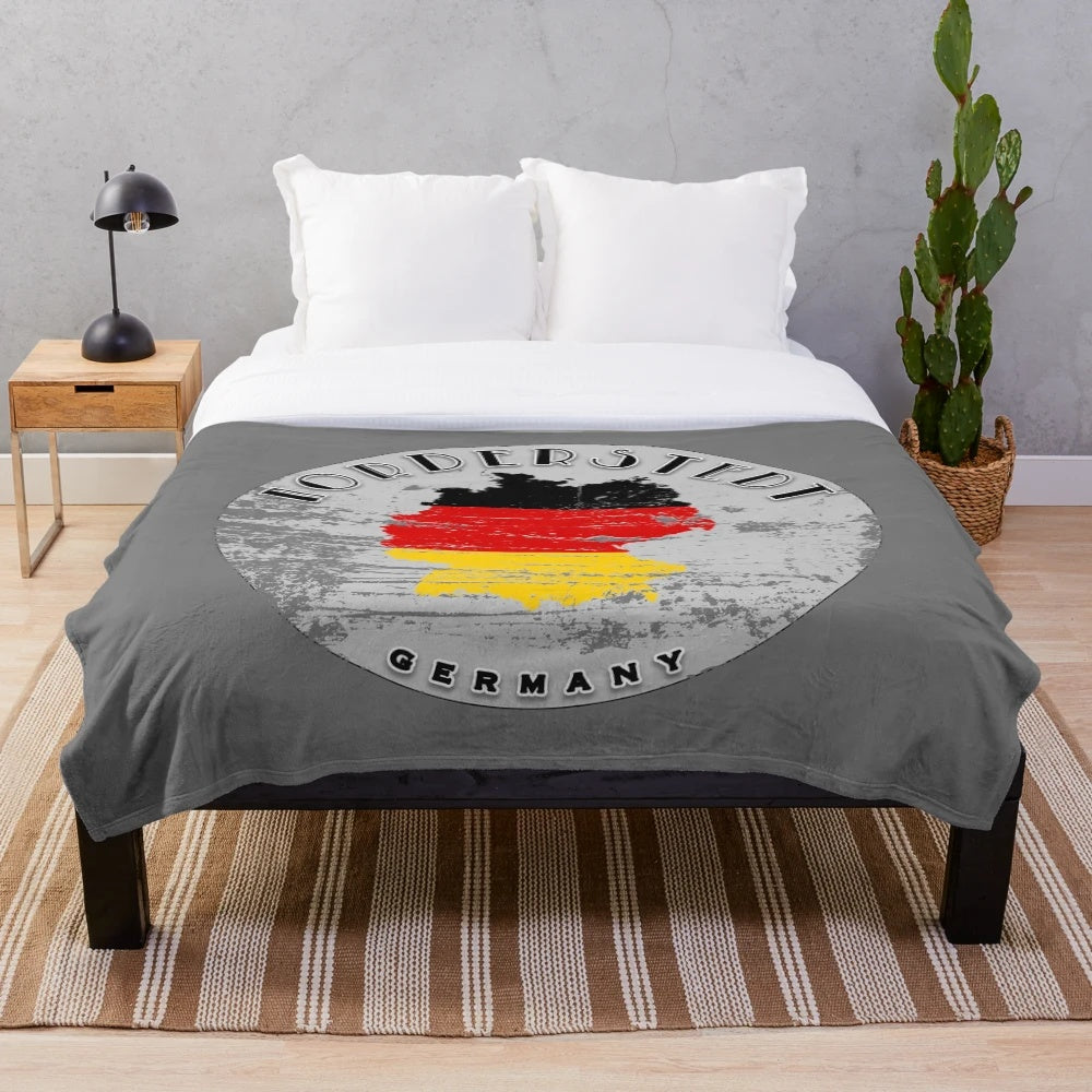 Vintage-style plush blanket featuring the flag of Norderstedt, Germany