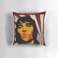 Vintage-inspired golden gaze pillow with a classic brown bolt design