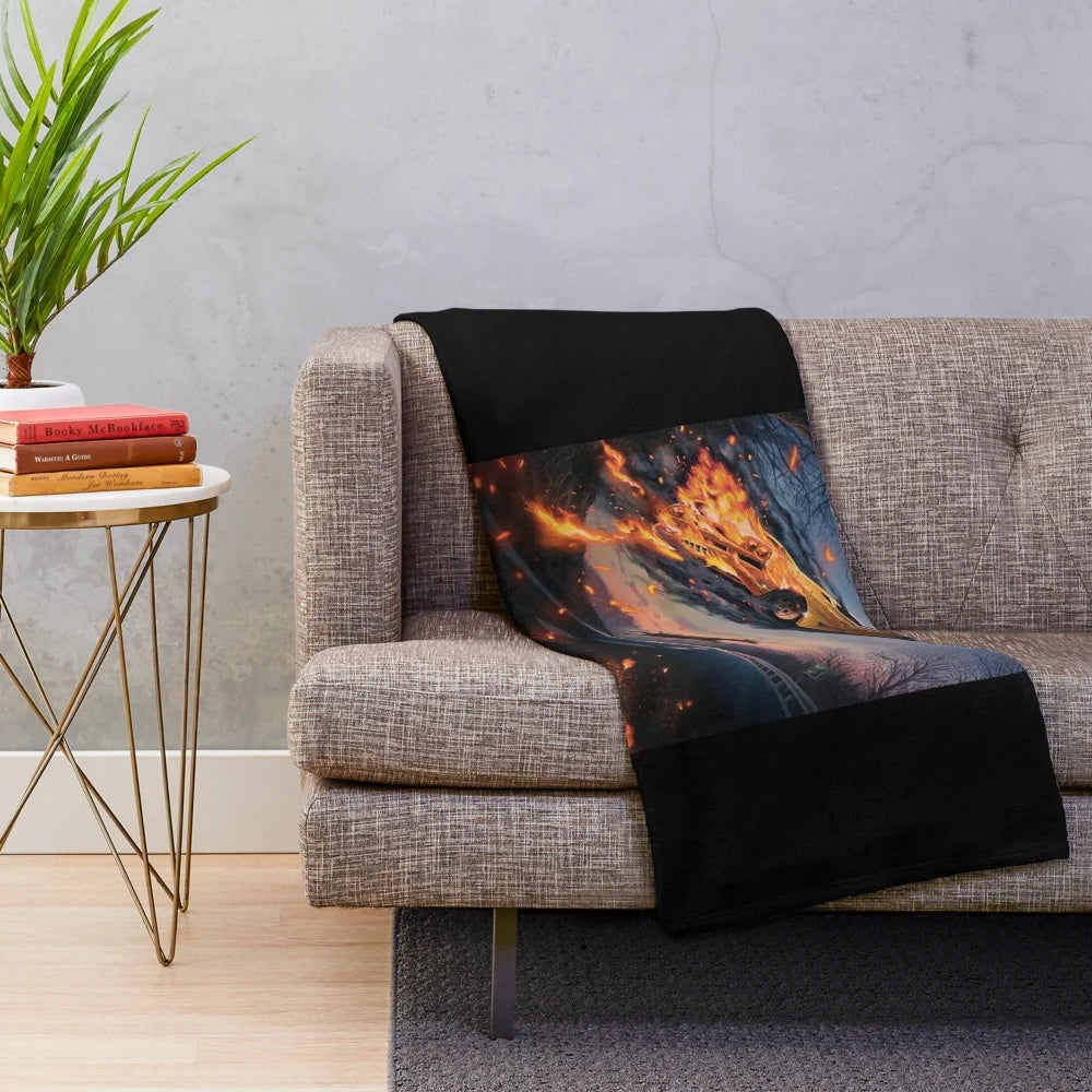 Vintage style plush blanket with a funny trinity music design