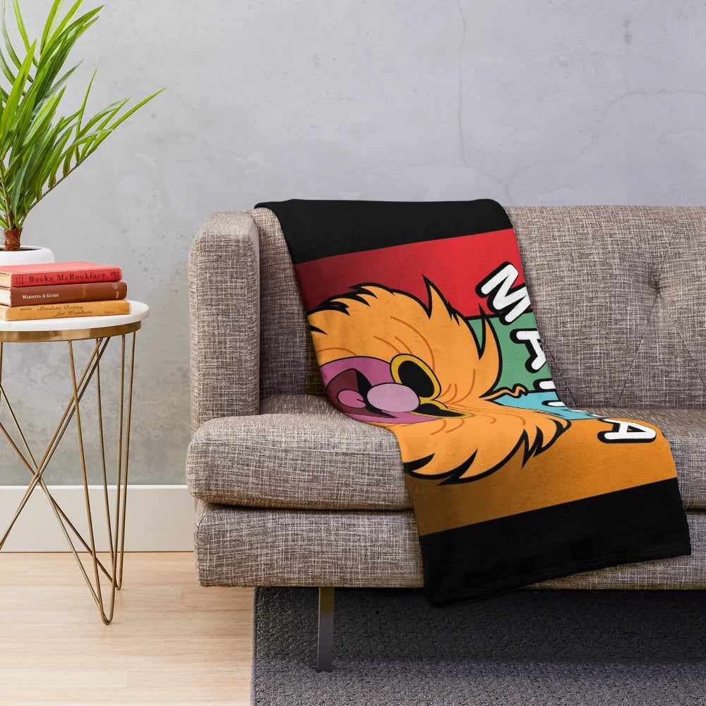 Vintage-style plush blanket featuring the iconic "Mahna Mahna" quote from the Muppets