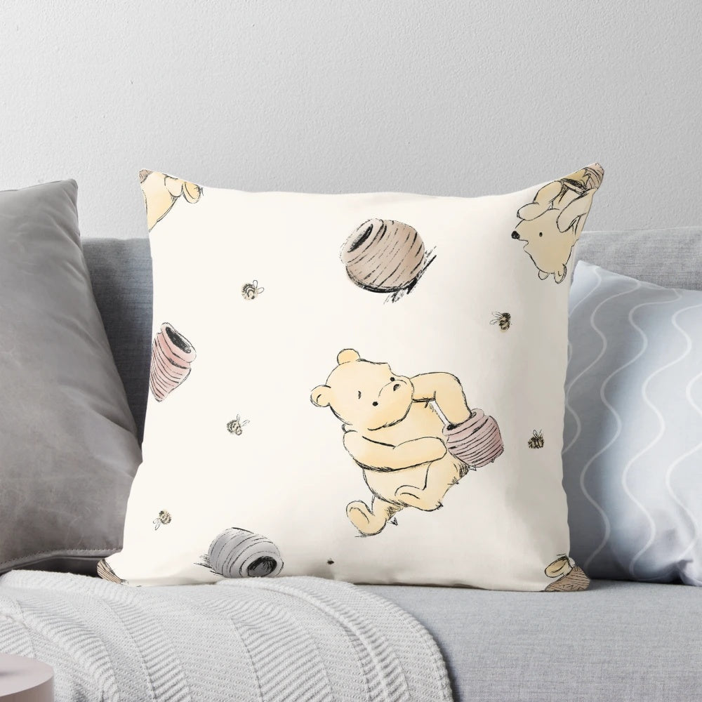 Vintage-style Winnie the Pooh bear plush throw pillow