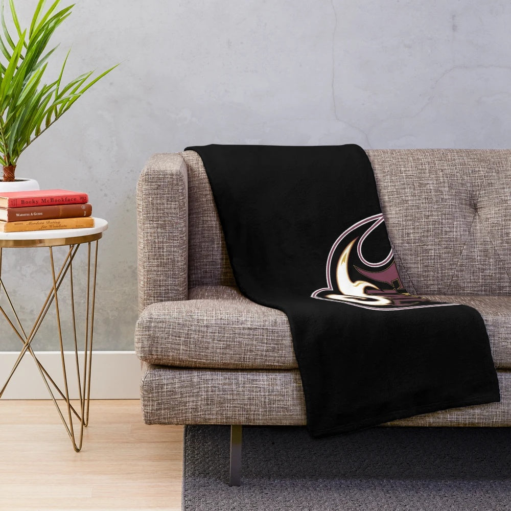 Vintage-style plush blanket featuring the Rhein Fire logo
