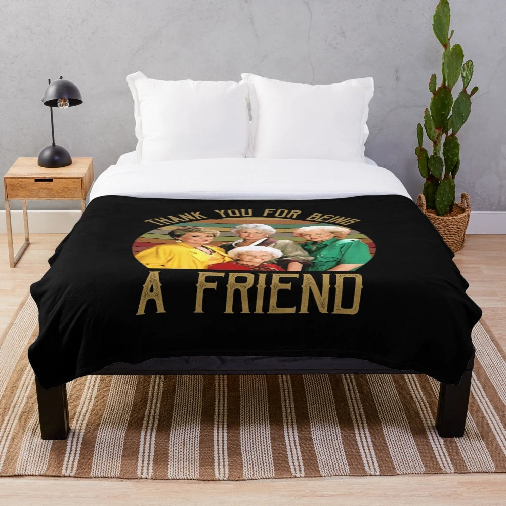 Vintage sunset plush blanket with golden girls inspired design