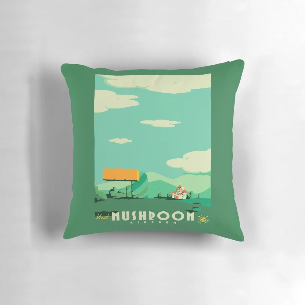 Vintage-style pillow featuring the iconic Super Mario video game characters and Nintendo branding