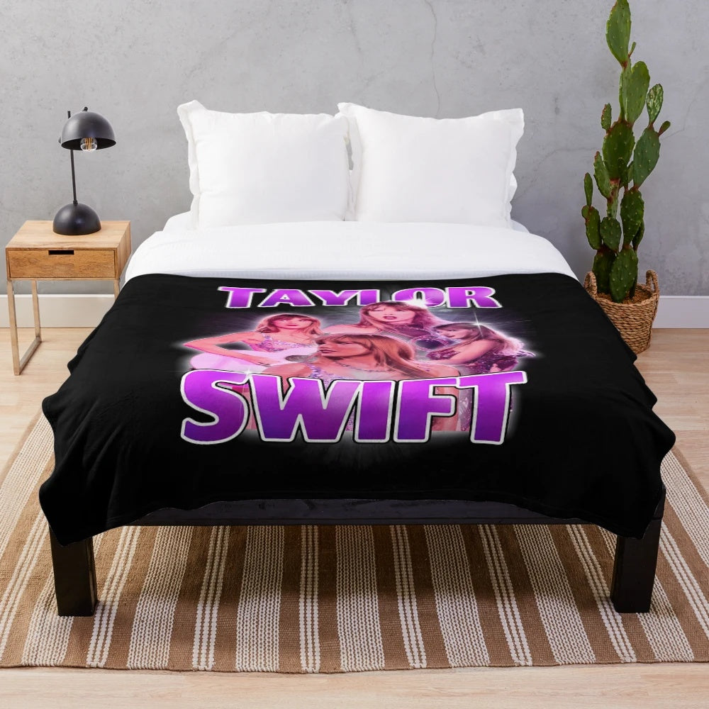 Vintage-style Taylor Swift inspired plush blanket