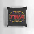 Retro Trans World Airlines airplane pillow with vintage airline logo and design