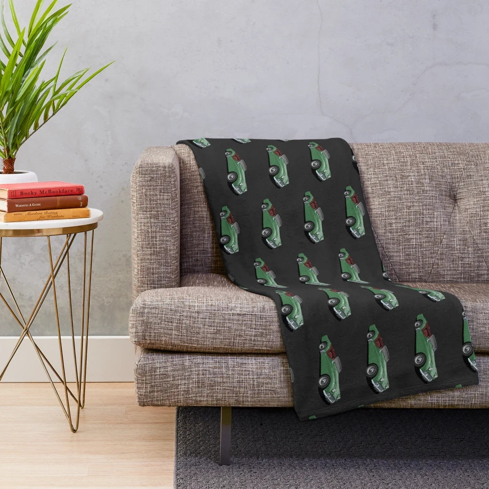 Vintage Triumph TR3 inspired plush blanket