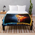 Vintage trombone plush blanket with music notes