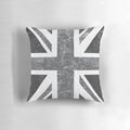Vintage Union Jack Grayscale Flag Pillow