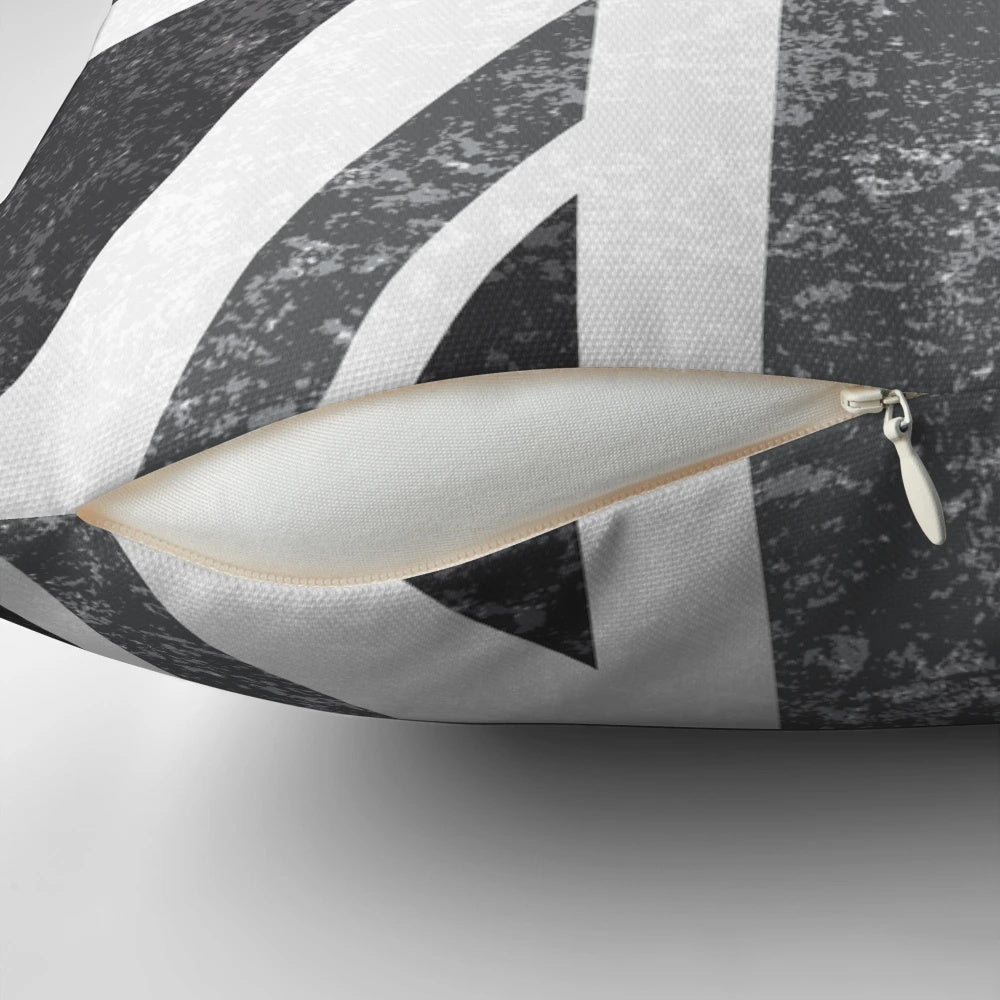 Vintage Union Jack Grayscale Flag Pillow