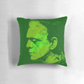 Vintage-inspired Frankenstein's Monster throw pillow featuring classic Universal Monsters imagery.