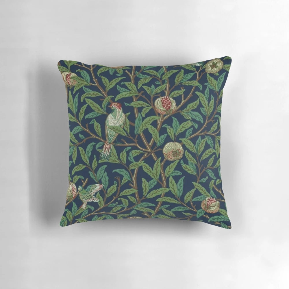 Vintage William Morris Pomegranate Fruit and Bird Pillow