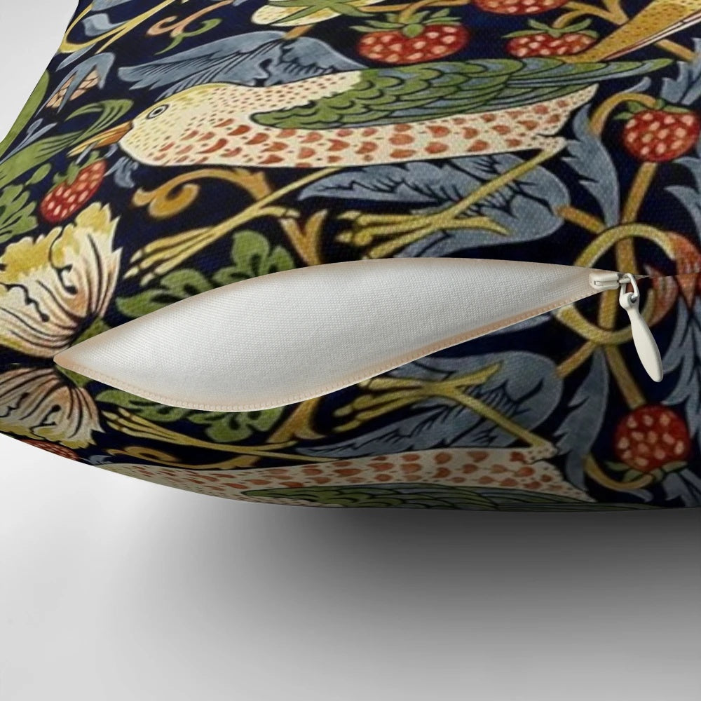 Vintage William Morris Strawberry Thief Design Botanical Artwork Pillow