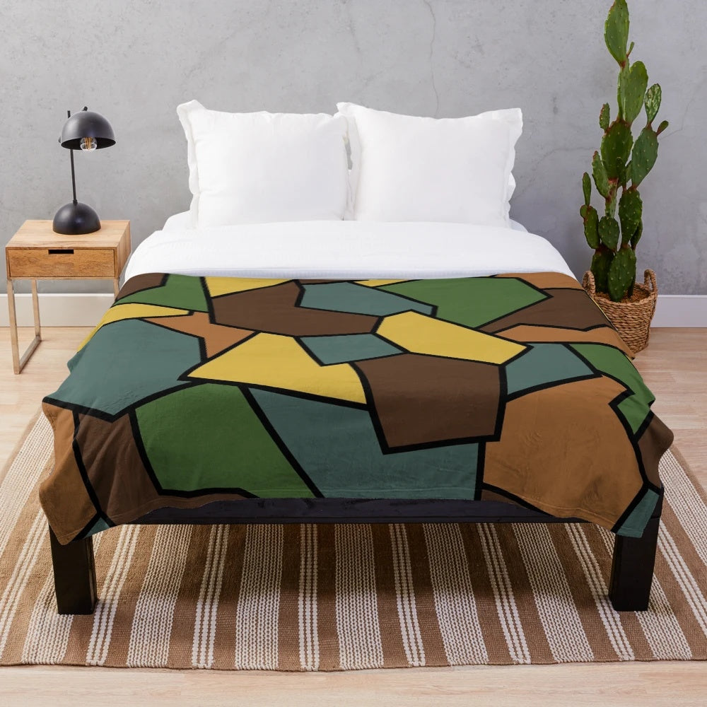 Vintage WW1 German Camouflage Inspired Plush Blanket