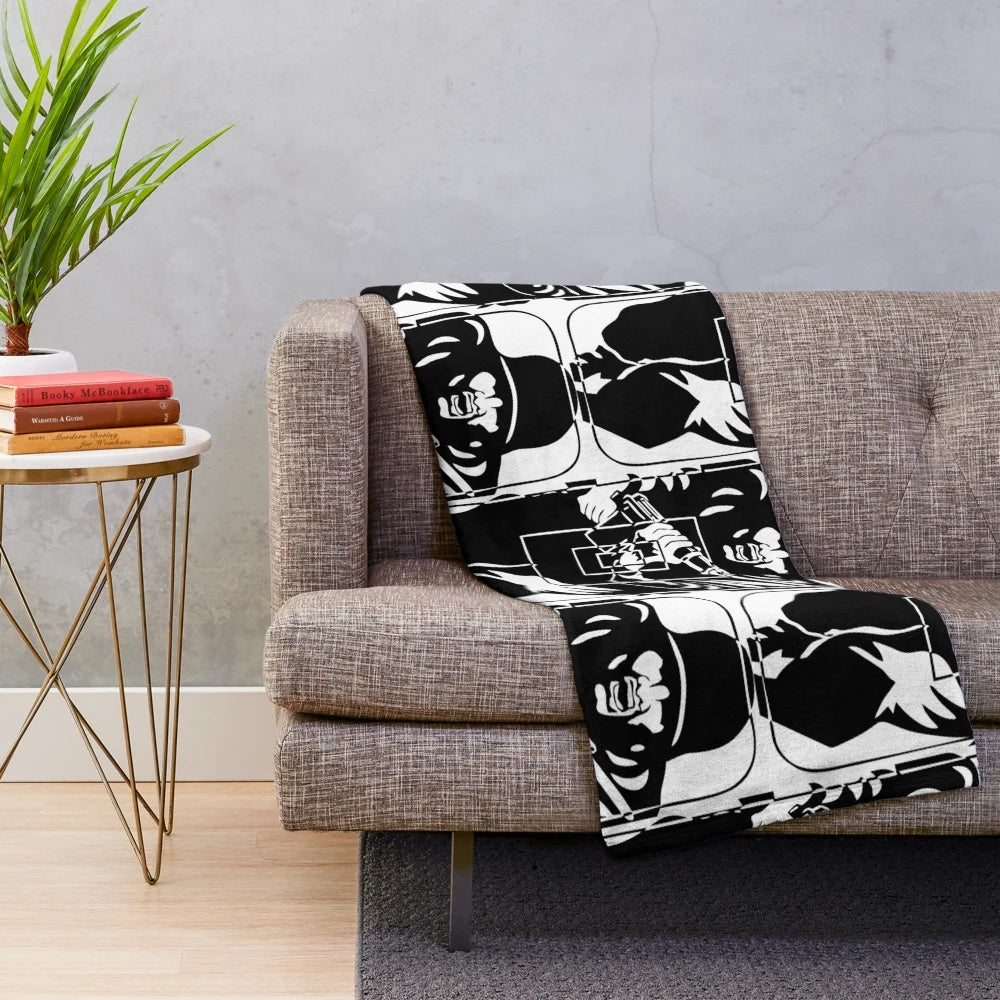 Vintage-style plush blanket with World War 2 inspired design