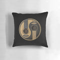 Vintage-style Yin Yang acoustic guitar graphic on a soft, comfortable pillow for music lovers and guitarists.