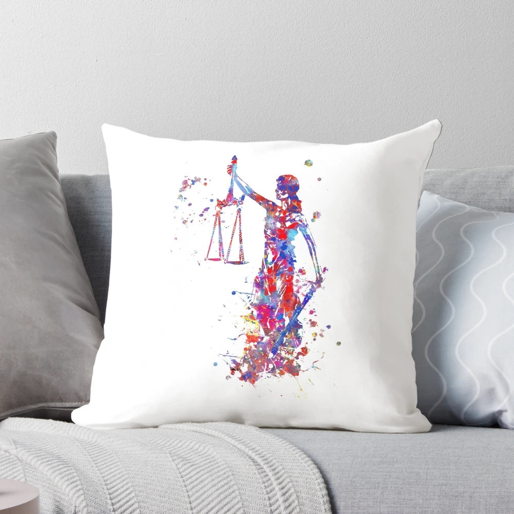 Watercolor illustration of Lady Justice, a symbol of fairness and the rule of law.