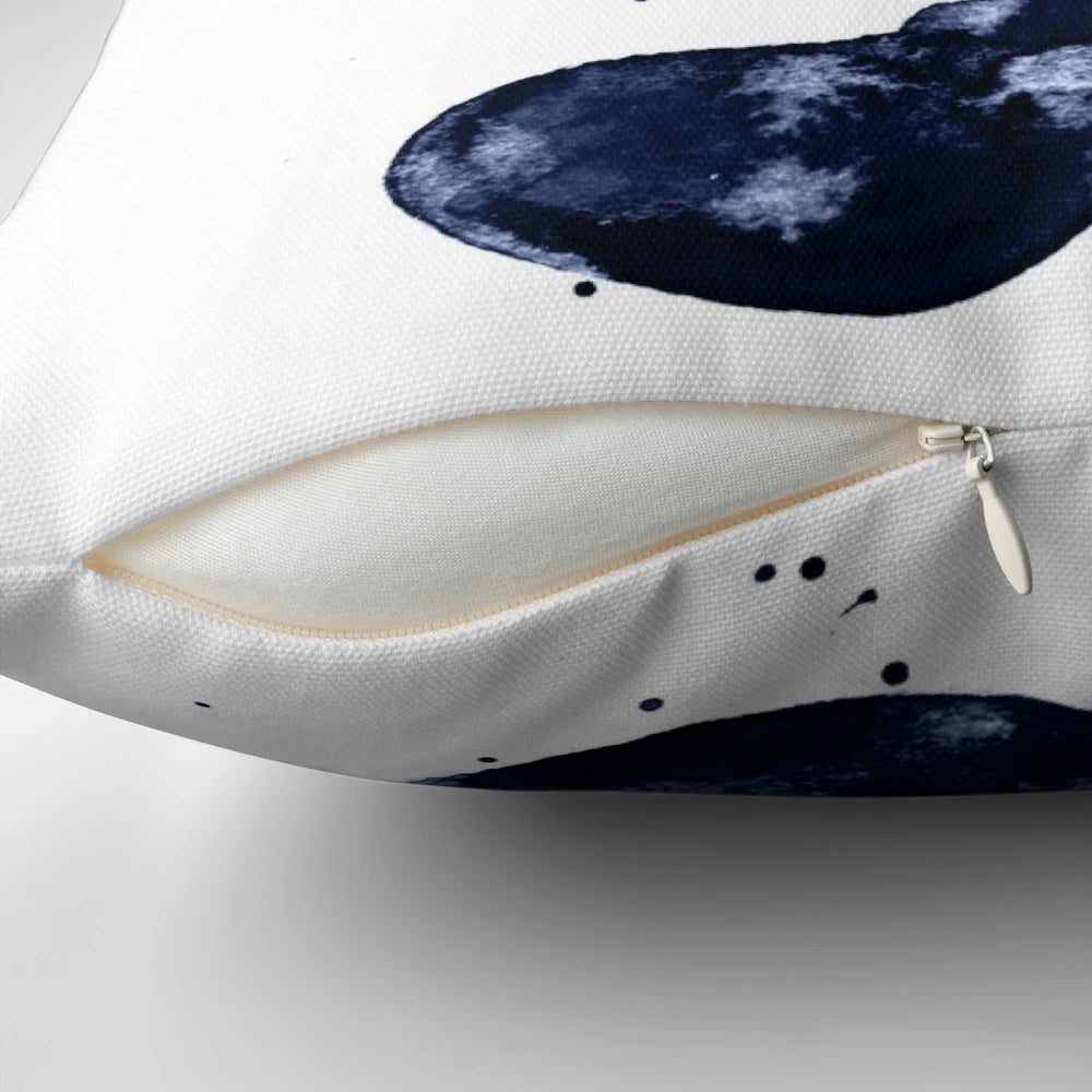 Vibrant watercolor painting of Mickey Mouse on a navy blue throw pillow