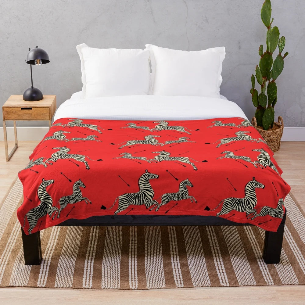 Wes Anderson-inspired zebra pattern plush blanket