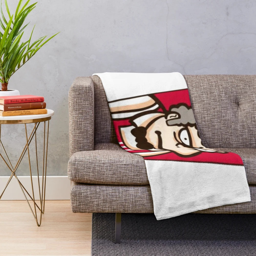 Cartoon parody plush blanket featuring humorous pop art designs