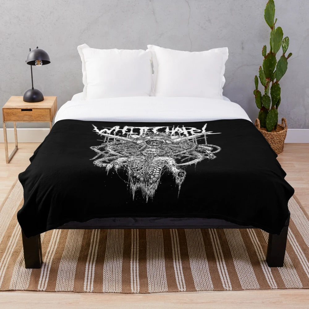 Whitechapel DBFC inspired plush blanket featuring heavy metal artwork