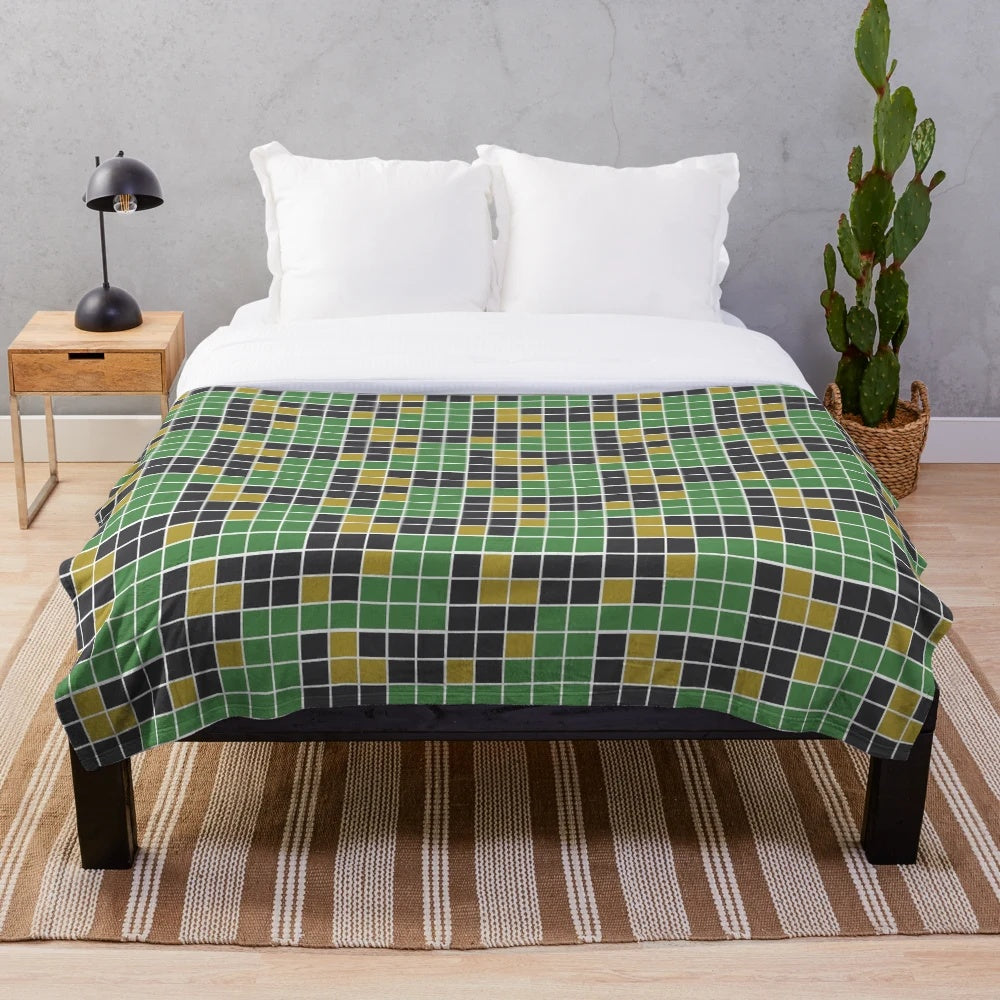Cozy plush blanket with Wordle grid design for Wordle fans