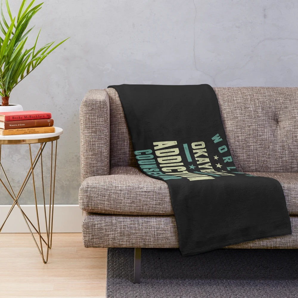 Worlds Okayest Addiction Counselor Plush Blanket