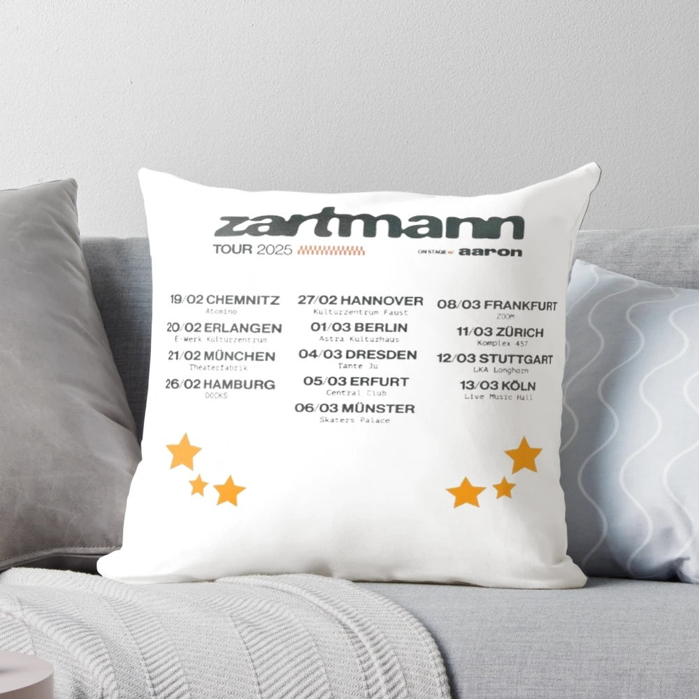 Zartmann 2025 Tour Dates T-Shirt Pillow featuring German musician merchandise
